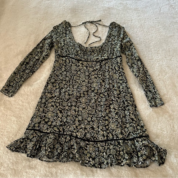 Free People Dresses & Skirts - Goregous Free People Floral Paisley Long Sleeve Suqare Neck Dress Size 12